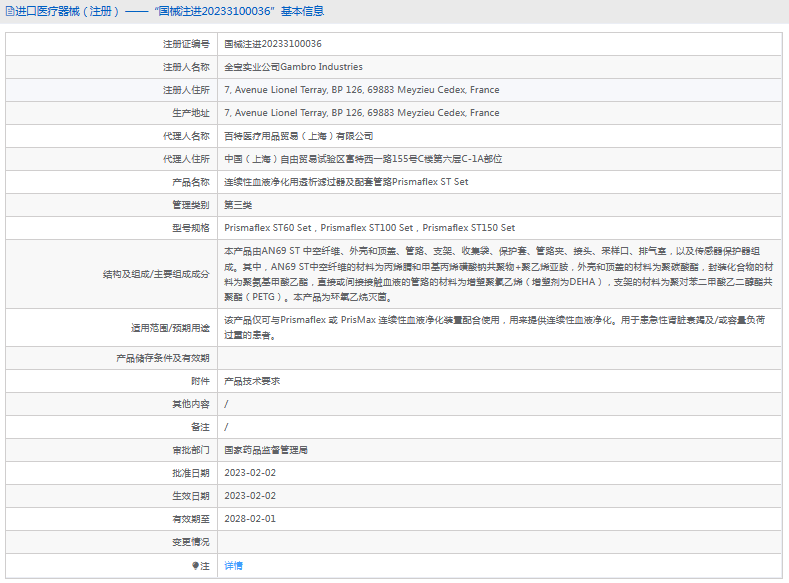 rismaflex ST100 Set連續性血液凈化用透析濾過器及配套管路1.png